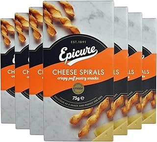 Epicure Cheese Spiral Crispy Puff Pastry Snacks 75 g (Pack of 10)