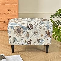 Vista 12 de Funda elástica otomana rectangular para taburete, funda de elastano estampada para reposapiés, protector antideslizante para reposapiés, con parte #1