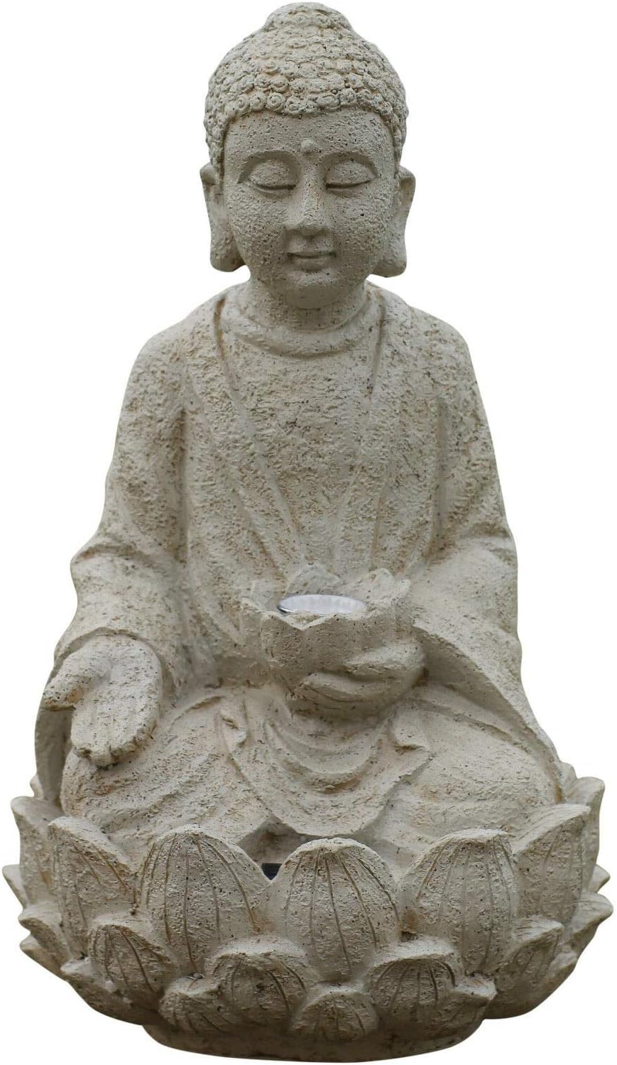 Garden Buddha ornament sitting Solar powered light up large outdoor indoor