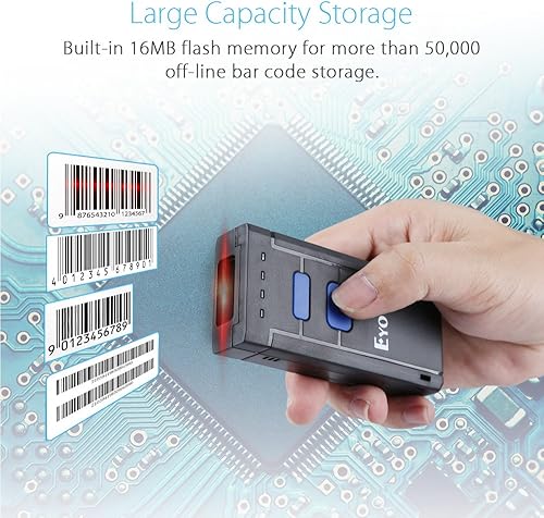 Miniatura 3 de Eyoyo Mini escáner de código de barras inalámbrico 1D Bluetooth, Bluetooth 3 en 1 y conexión inalámbrica y cableada 2.4G, lector de código de barras