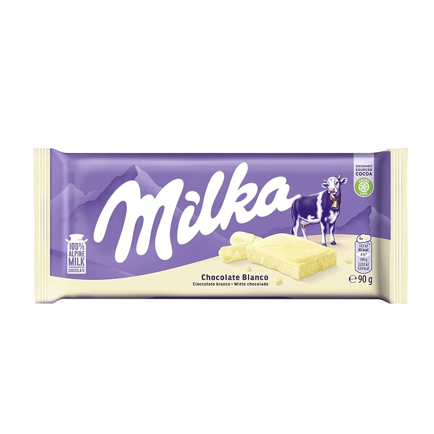 Milka Tavoletta di Cioccolato Bianco con Latte 100% Alpino - 90g