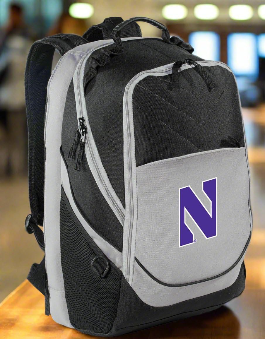Broad Bay Northwestern Backpack Official NU Wildcats Laptop Computer Bag (Black & Gray)