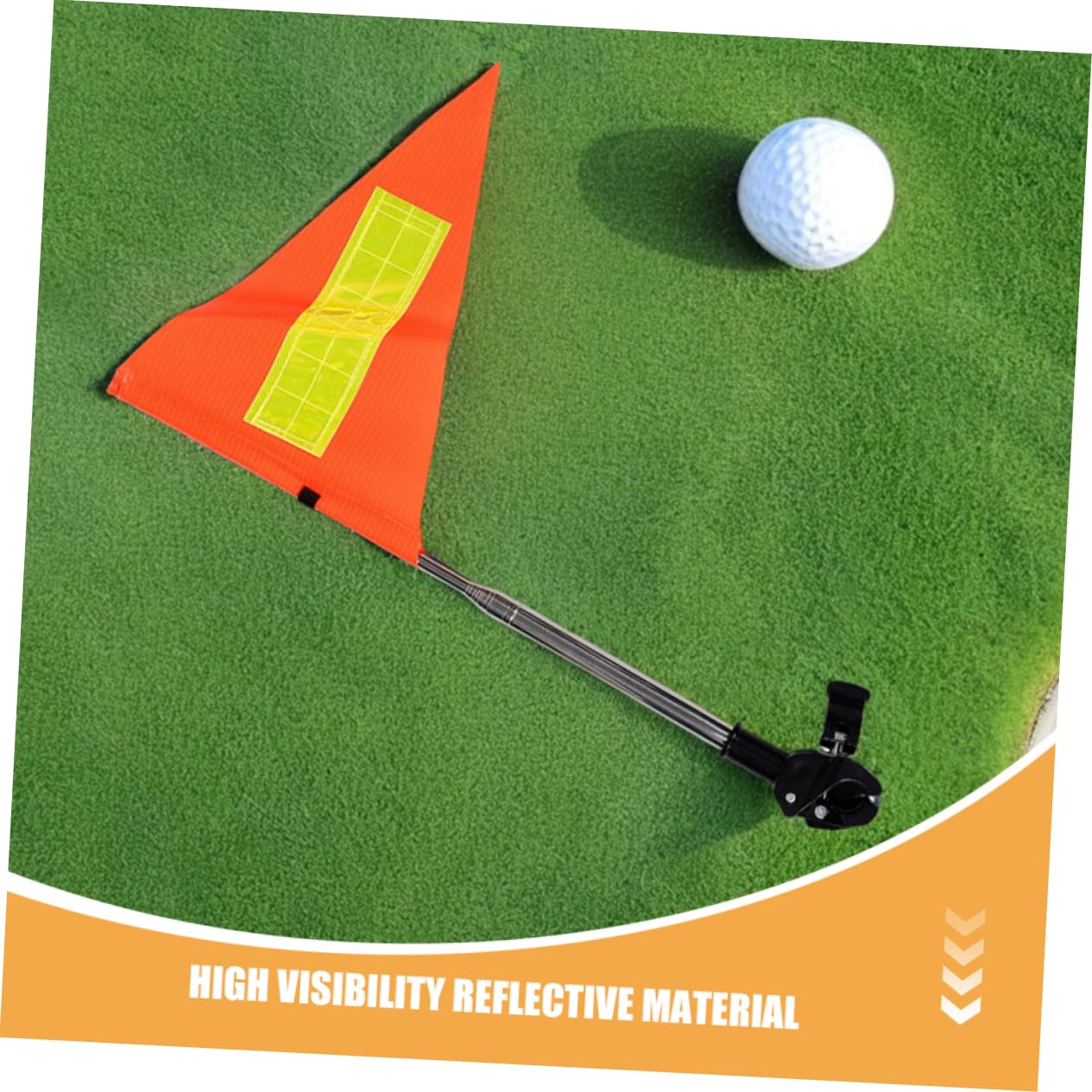 Yardwe Bandera de Seguridad Reflectante para Carrito de Golf 1, 2m Naranja | 2 Soportes, Mástil Telescópico Ajustable, Acero Inoxidable y Pvc, Uso Exterior en Campos y Dispositivos de Movilidad