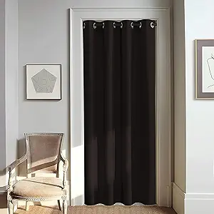 NICETOWN Door Curtain for Closet Doors 80 Inches Long 1 Panel, Blackout Doorway Curtain for Open Closet Bedroom, Room Divider Living Room for Privacy (Toffee Brown, 1 Panel, 46W x 80L)