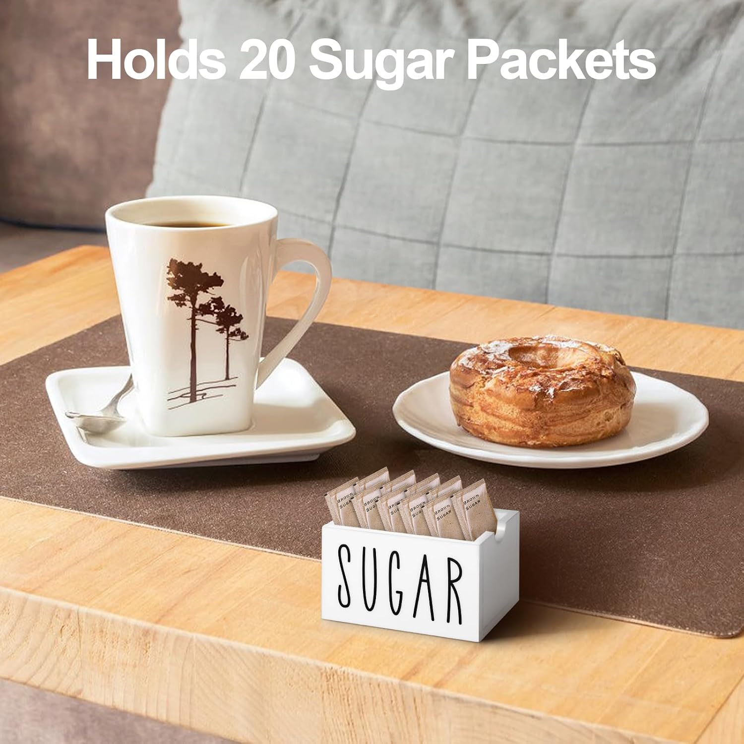 Sugar Packet Holder for Coffee Bar, Acrylic Sugar Packets Caddy, Sugar Packet Container, Sugar Packets Dispenser Sugar Packet Organizer for Table, Office, Hotel, Restaurant (White)
