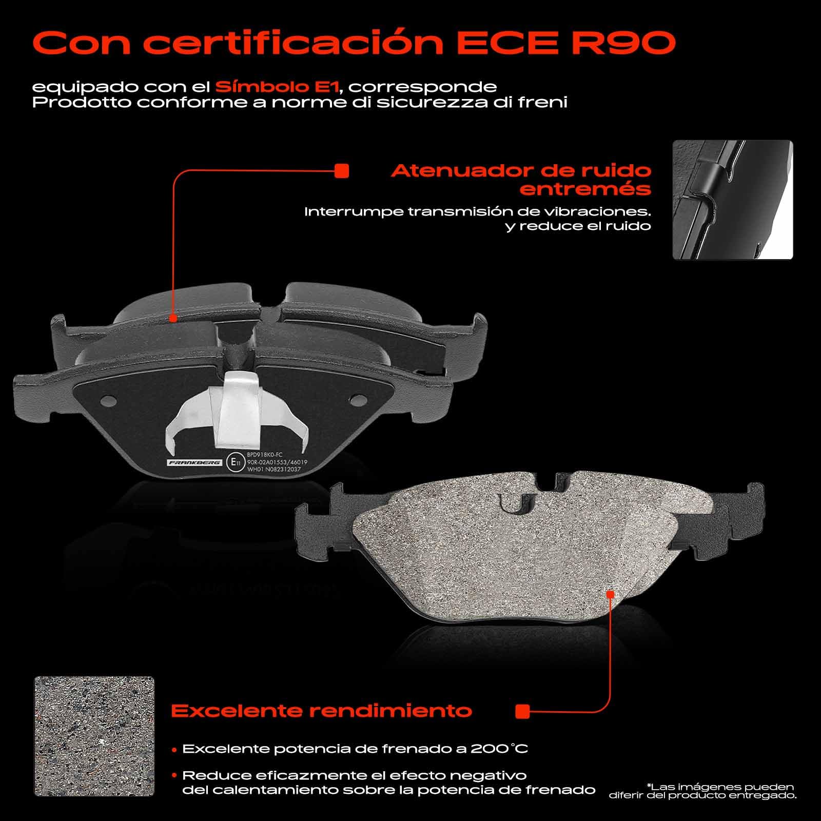 Frankberg 2 discos de freno + 4 pastillas de freno con lubricante de freno delantero izquierdo y derecho. Compatible con 5 series E60 525 530 540 545 550 2002-2010 6er E63 630 645 650 Replace #