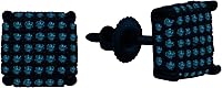 Vista 1 de Dazzlingrock Collection 0.50 Carat (ctw) Round Diamond 7.4mm Hip Hop Iced Out Studs in Black & Blue Plated Solid White Gold, Unisex Design Ladies