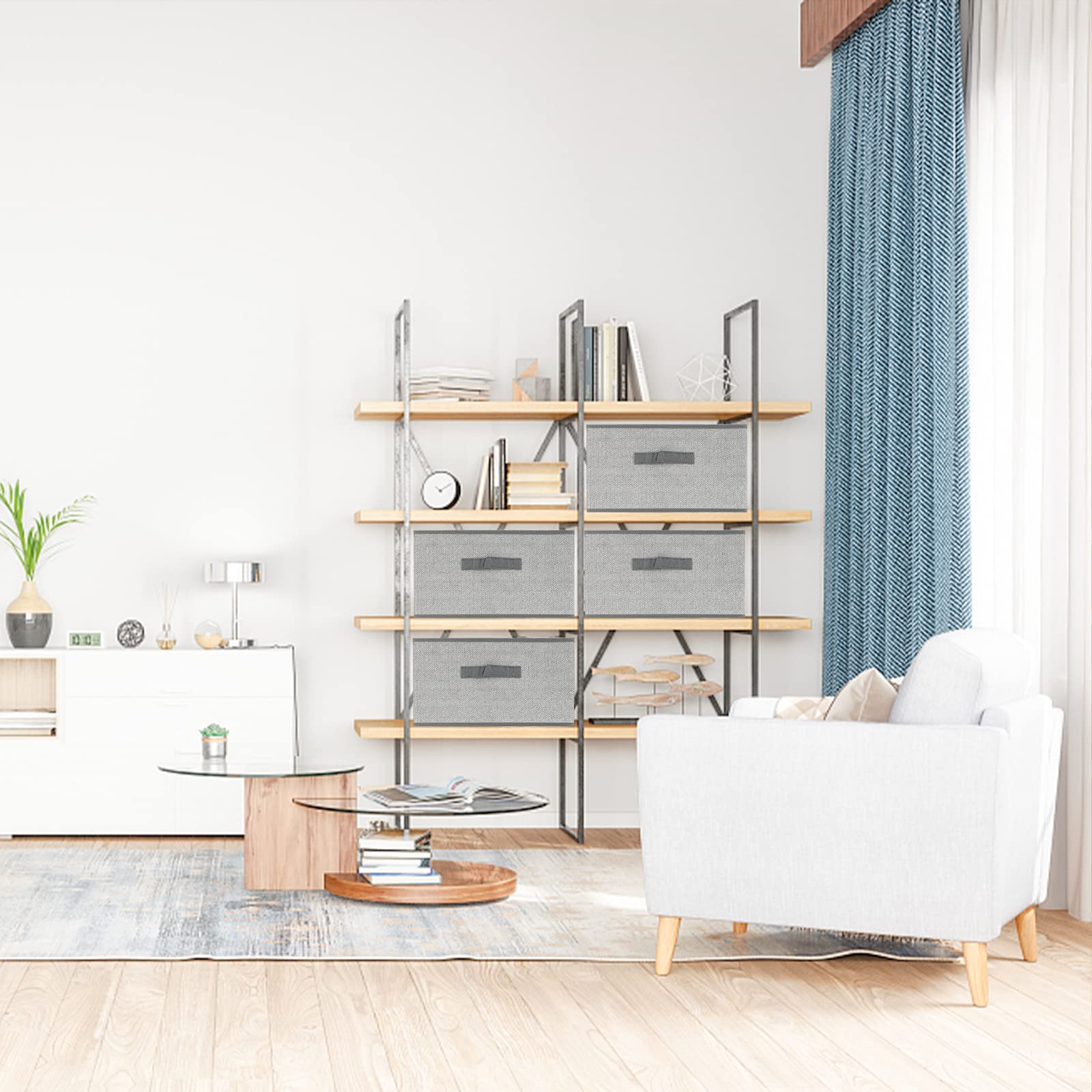 Dayard 3 Contenitori In Tessuto Pieghevoli Da 23L - Ceste Per Scaffali, Armadi E Librerie, Organizer Per Casa, Grigio, 40x28x20 Cm