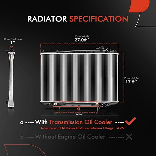 Miniatura 2 de A-Premium Conjunto de radiador de refrigerante del motor con enfriador de aceite de transmisión - Compatible con modelos Nissan - Frontier 1998-2004