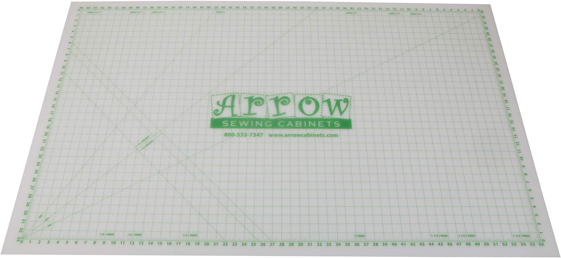 Arrow Cutting Mat, Pinnable, Gridded, Rotary Blade Compatible for Sewing, Quilting Arts & Crafts, 36 x 59-Inch, White