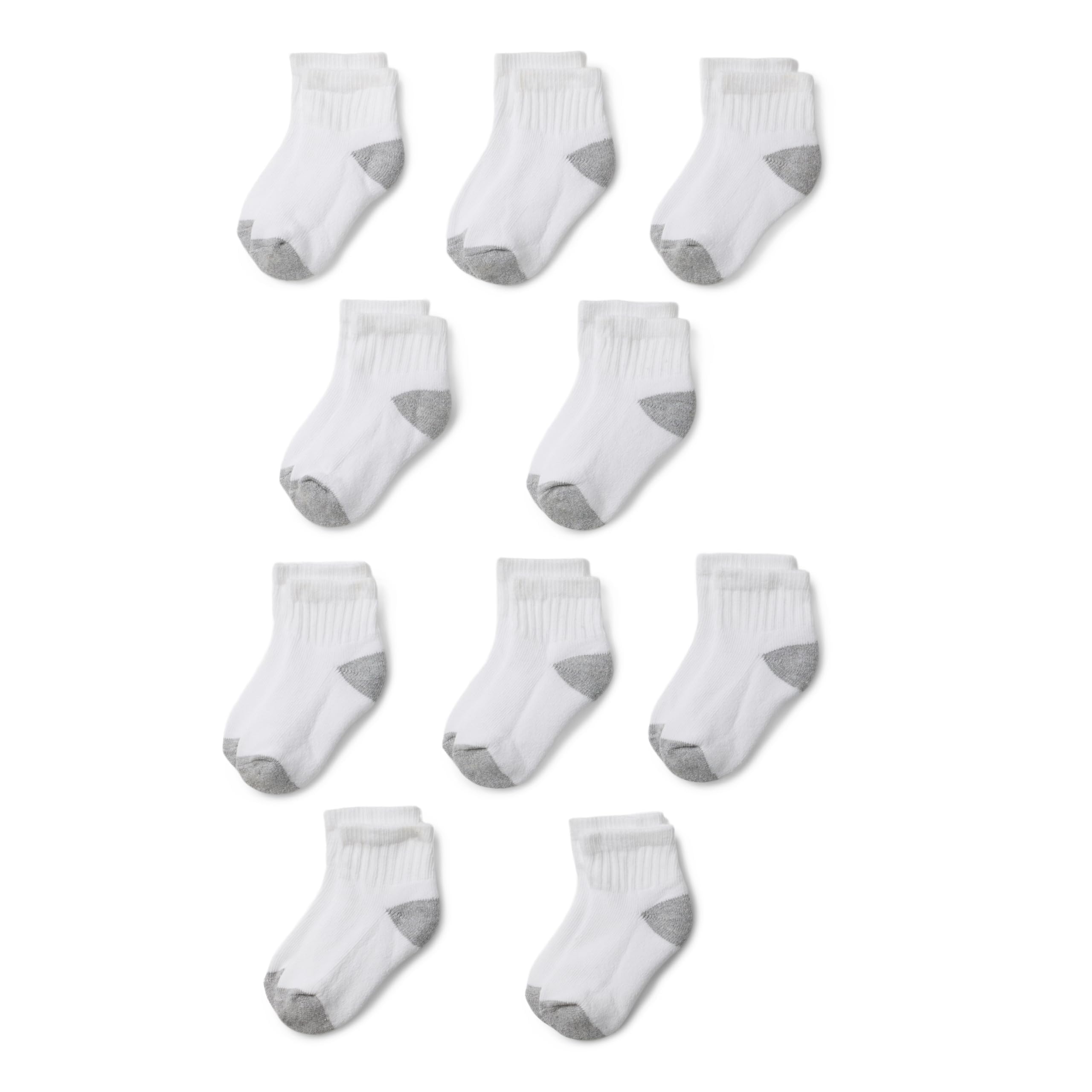Amazon Essentials Unisex Kids' Ankle Socks, Everyday Casual, 10 Pairs, White, Large (8-12 Years)