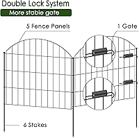 Vista 3 de 1 paquete de valla de jardín de metal, 5 paneles + 6 estacas, 1 paquete de valla de jardín de metal con puerta, 1 puerta + 4 paneles