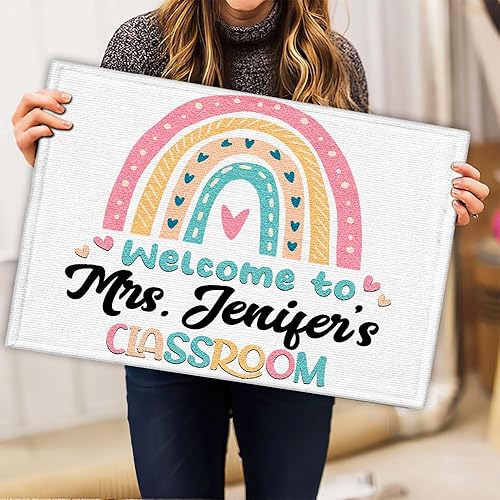Miniatura 2 de Tapete de aula con nombre personalizado, tapete de regalo para profesor de arcoíris, tapete de bienvenida al aula, tapete de puerta para interiores