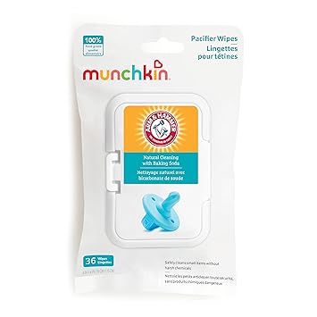 Munchkin Arm & Hammer Pacifier Wipes - Safely Cleans Breast Pump Parts and Feeding Essentials for Baby and Toddler, 1 Pack, 36 Wipes