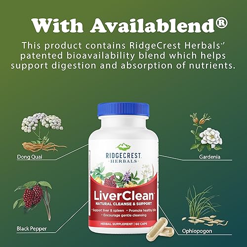 Miniatura 7 de Ridgecrest Herbals LiverClean, Suplemento de apoyo hepático a base de hierbas, cardo bendito, diente de león, desintoxicación, apoyo de limpieza,