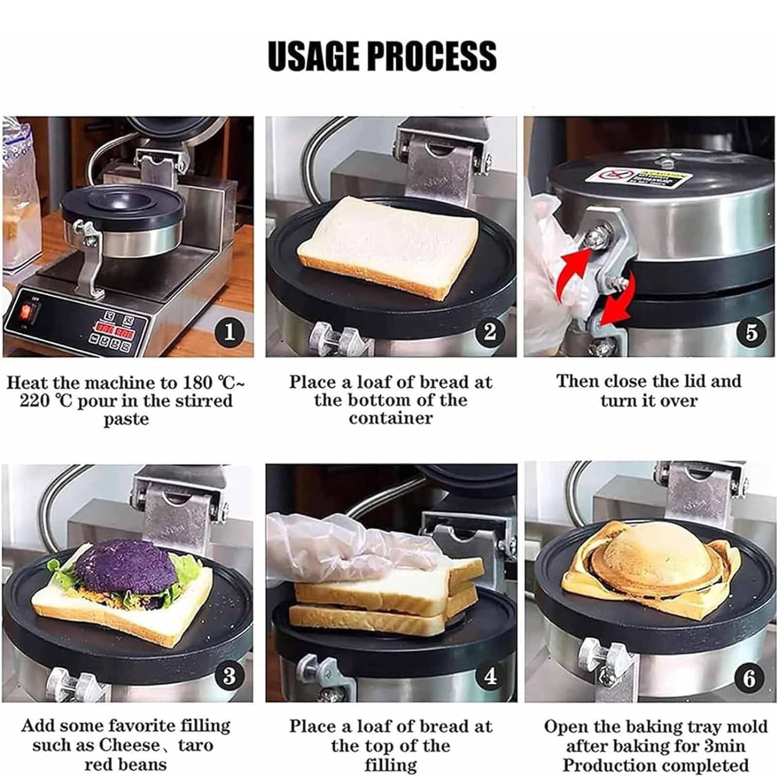 Máquina Comercial para Hacer Gofres Hamburguesas,Máquina Hacer Gofres Eléctrica Acero INOX,Control Temperatura 50-300℃,para Uso Doméstico En Cocina,Refrigerios para Desayuno