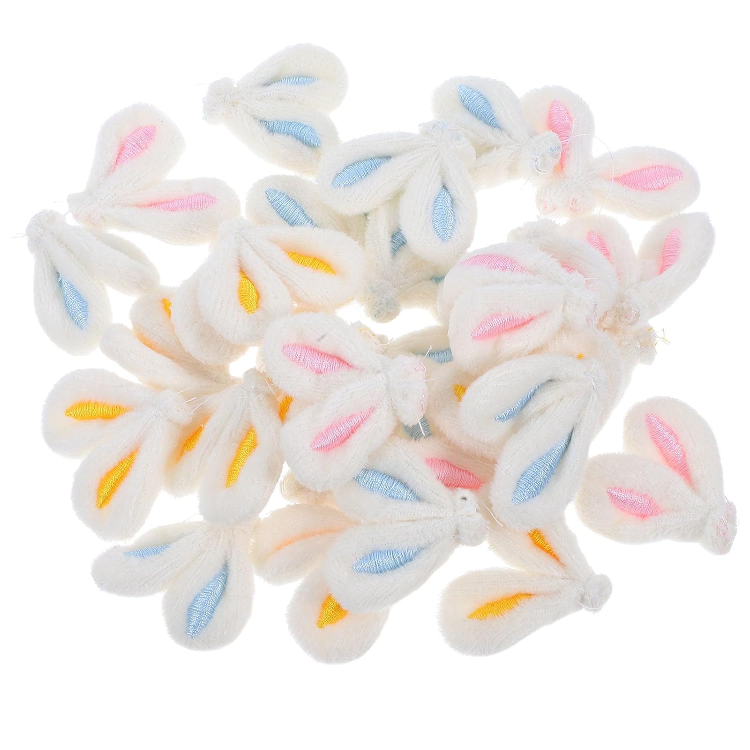 30Pcs Bunny Ears for Craft, Easter Rabbit Hairpins Hair Barrettes Plush Animal Ears DIY Headband Hair Clips Accessories Fabric Charm Diy Craft Easter Party Supplies