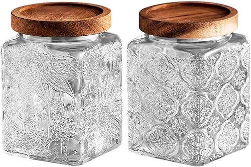 Miniatura 23 de Tarro de cristal con tapa, tarros de almacenamiento de vidrio vintage con tapa hermética, recipiente de café, contenedor de azúcar para encimera de