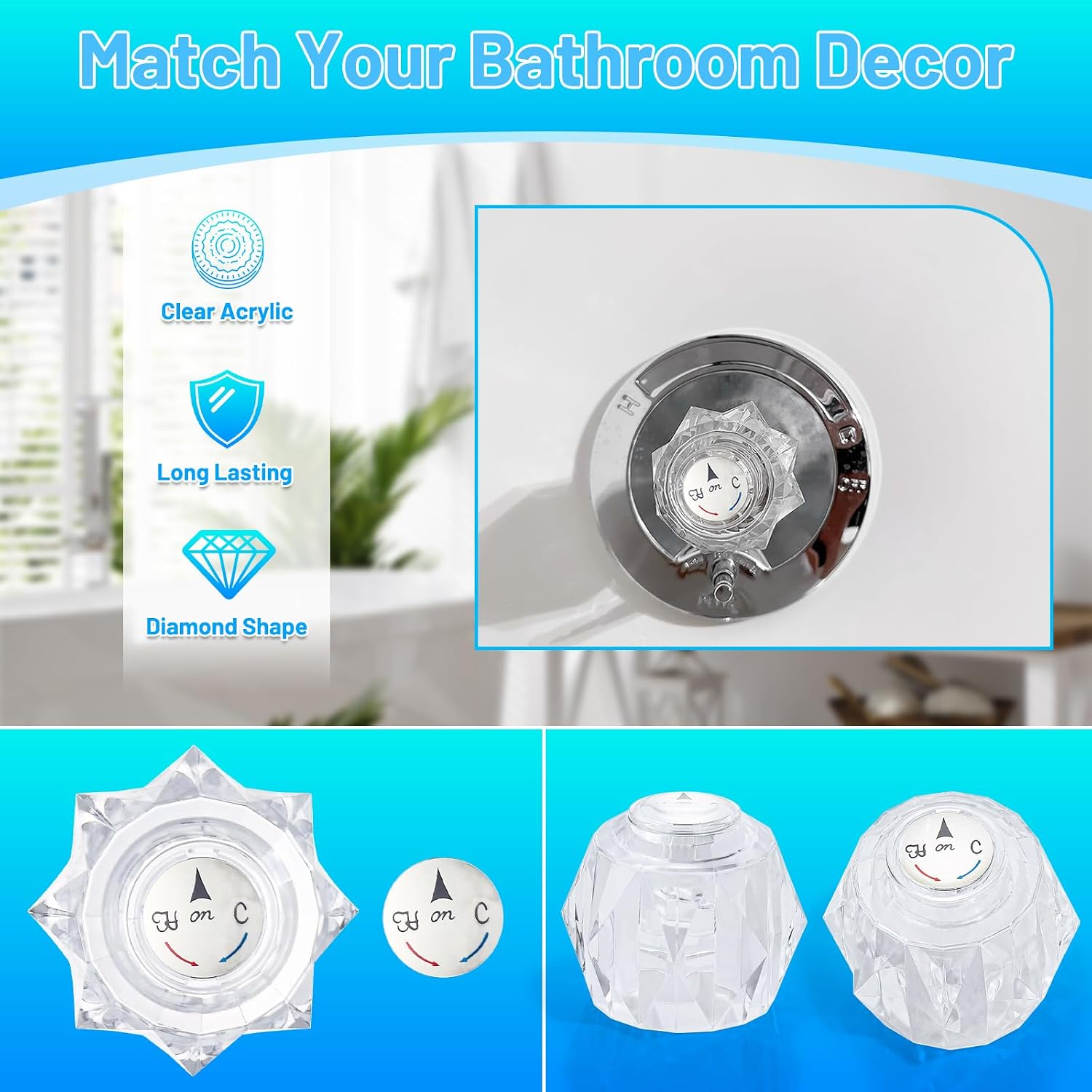 Shower Faucet Knob Replacement,Compatible with Delta RP41661,Premium Shower Handle Set for Faucet - Easy Installation,Smooth Operation