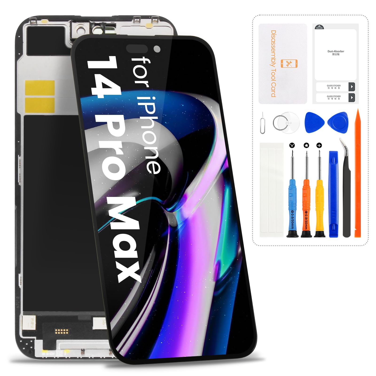 Photo 1 of Screen Replacement for iPhone 14 Pro Max LCD for iPhone 14 Pro Max Display Touch Screen Digitizer Assembly A2894, A2893, A2895 Repair Parts with Tools(Black,Incell)