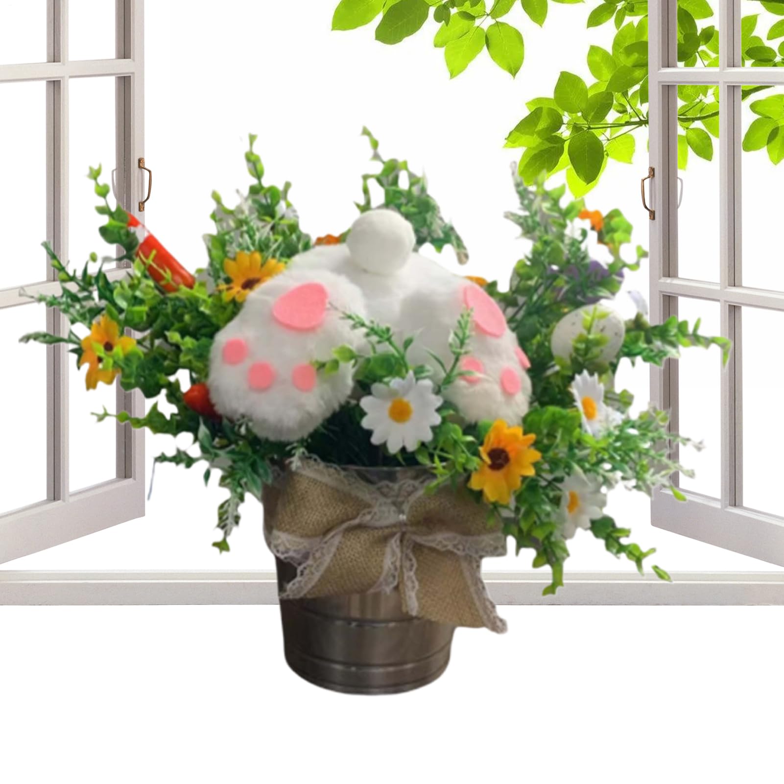 Pot de lapin de Pâques en peluche pour décorer la table et le salon