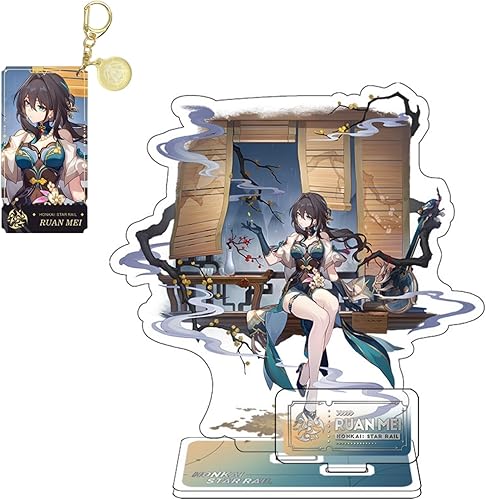 Hilichurl Ruan Mei Stand Star Rail Double Deck Juego de cartas de pie Base de exhibición de personajes Soporte de llavero acrílico