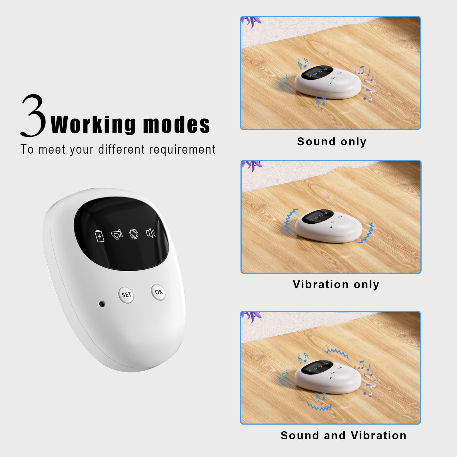 FENCY Wireless Bettwetting Alarm für Jungen und Mädchen, USB -wiederaufladbare, 3 Arbeitsmodi, Pee Alarm für Kinder (White)