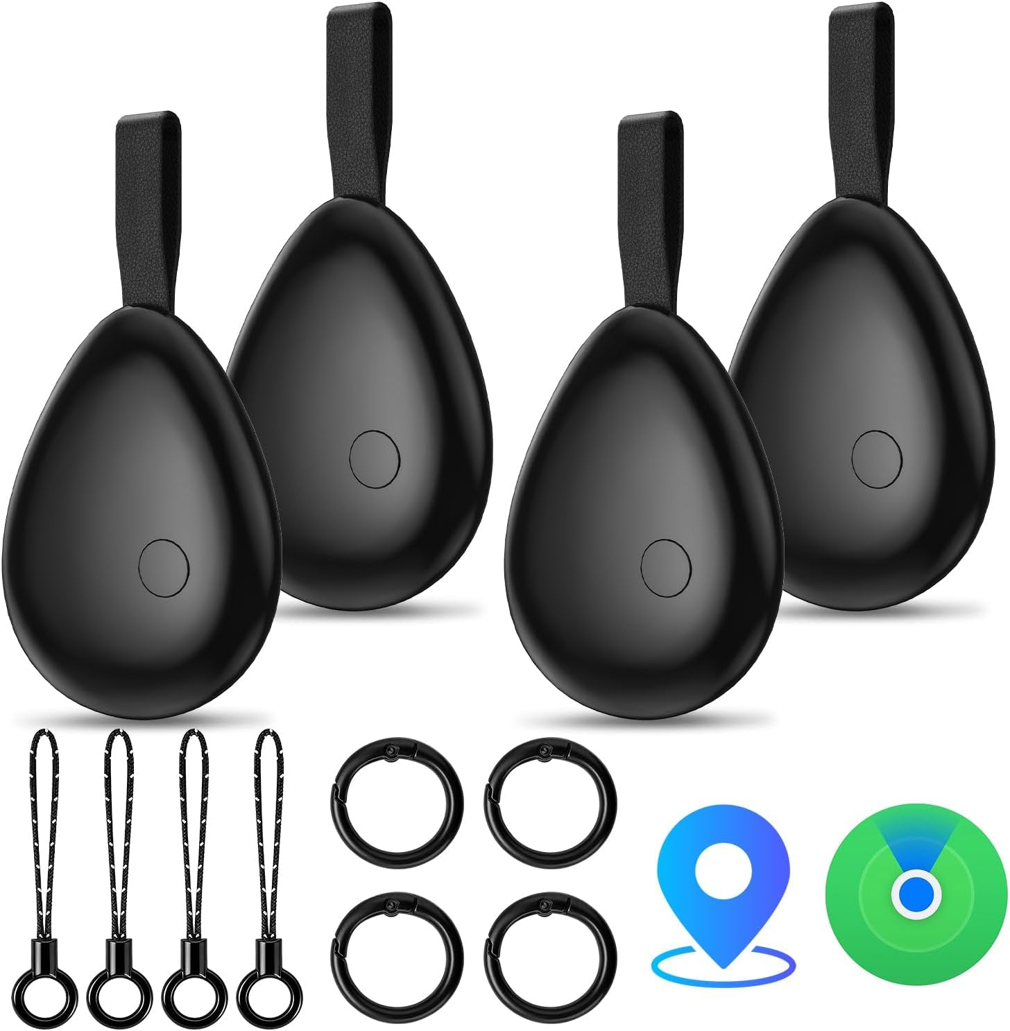 Tracker Tags (iOS Only) 4 Pack: Bluetooth Item Finder with Apple Find My APP, Item Locator for Keys Finder, Bags Wallets Anti-Loss, IP68 Waterproof Smart Tag (Water Drop)