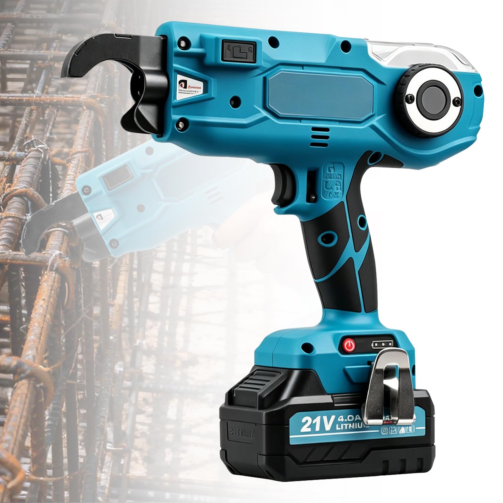 SHAHRYAR Cordless Rebar Tying Machine, Handheld Rebar Tie Machine, 2 * 3000mah Lithium Battery, Includes 2 Bundles of Tying Wire, Binding Range: 8-34mm / 30-60mm 8–34mm