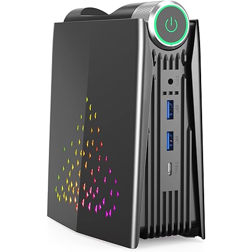 ACEMAGICIAN Mini PC, AMD Ryzen 5 5600U, 16GB DDR4 RAM, 512GB SSD, Windows 11 Pro, RGB Light, WiFi 5 Bluetooth 4.2, 3 Screens Display, HDMI, DP, Type C Port