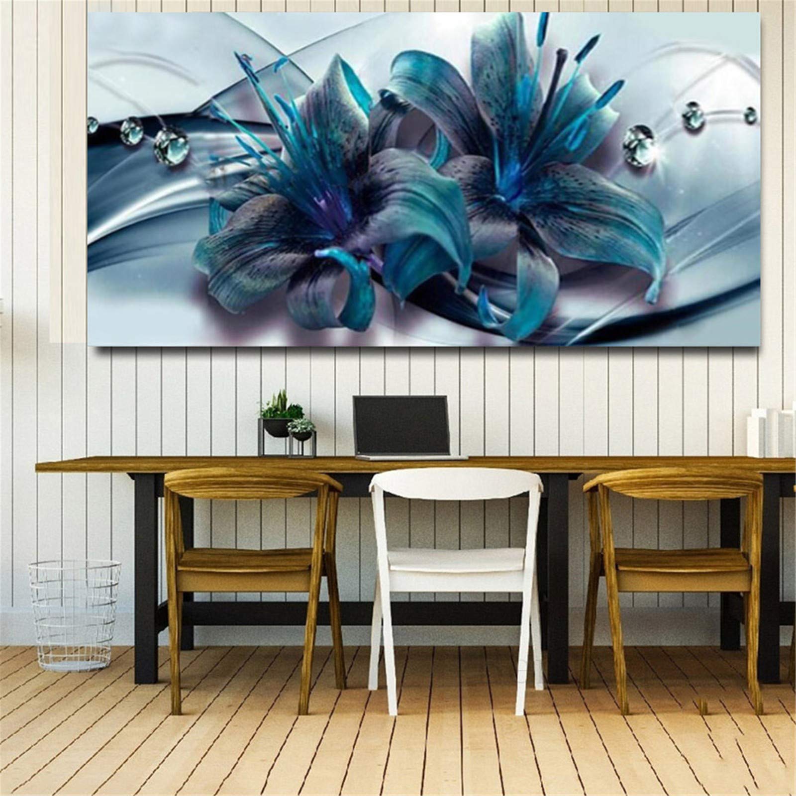 Broderie diamant 5D lys bleu grand format pour créer une ambiance zen dans votre chambre à coucher