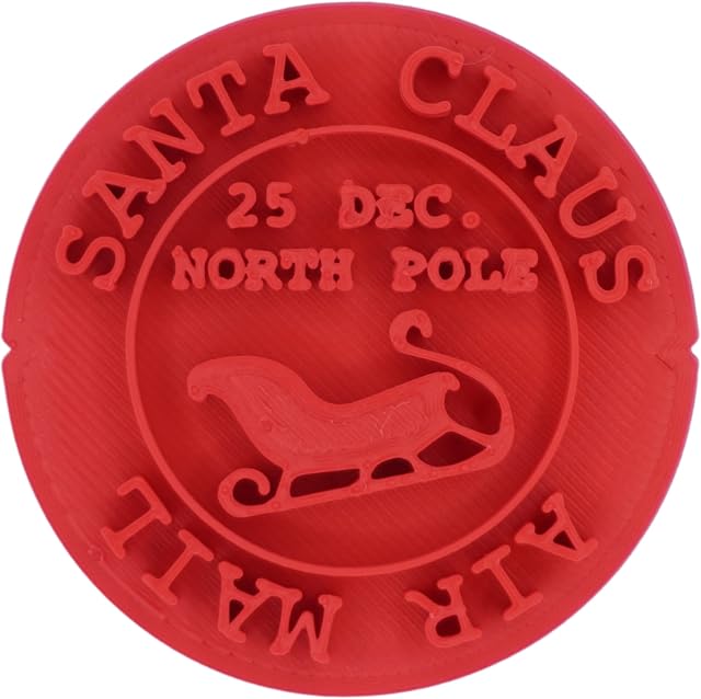 Santa Claus 25 Dec Air Mail Christmas Cookie Stamp Fondant Embosser 6cm (2.36 inches) Made in The UK for Baking, Cooking, Fondant, Icing, Cupcake, Cookie, Cake, Biscuits, Decoration