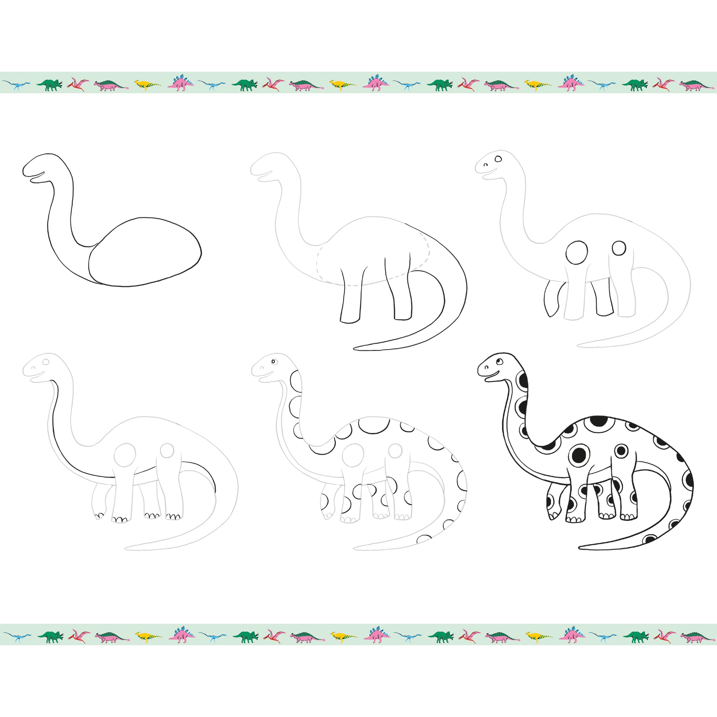 Janod - Step by Step Drawing - Naucz się rysować - 20 modeli Dinos - Zestaw rysunkowy dla dzieci - Nauka rysowania i koncentracji - Od 6 lat - J09154