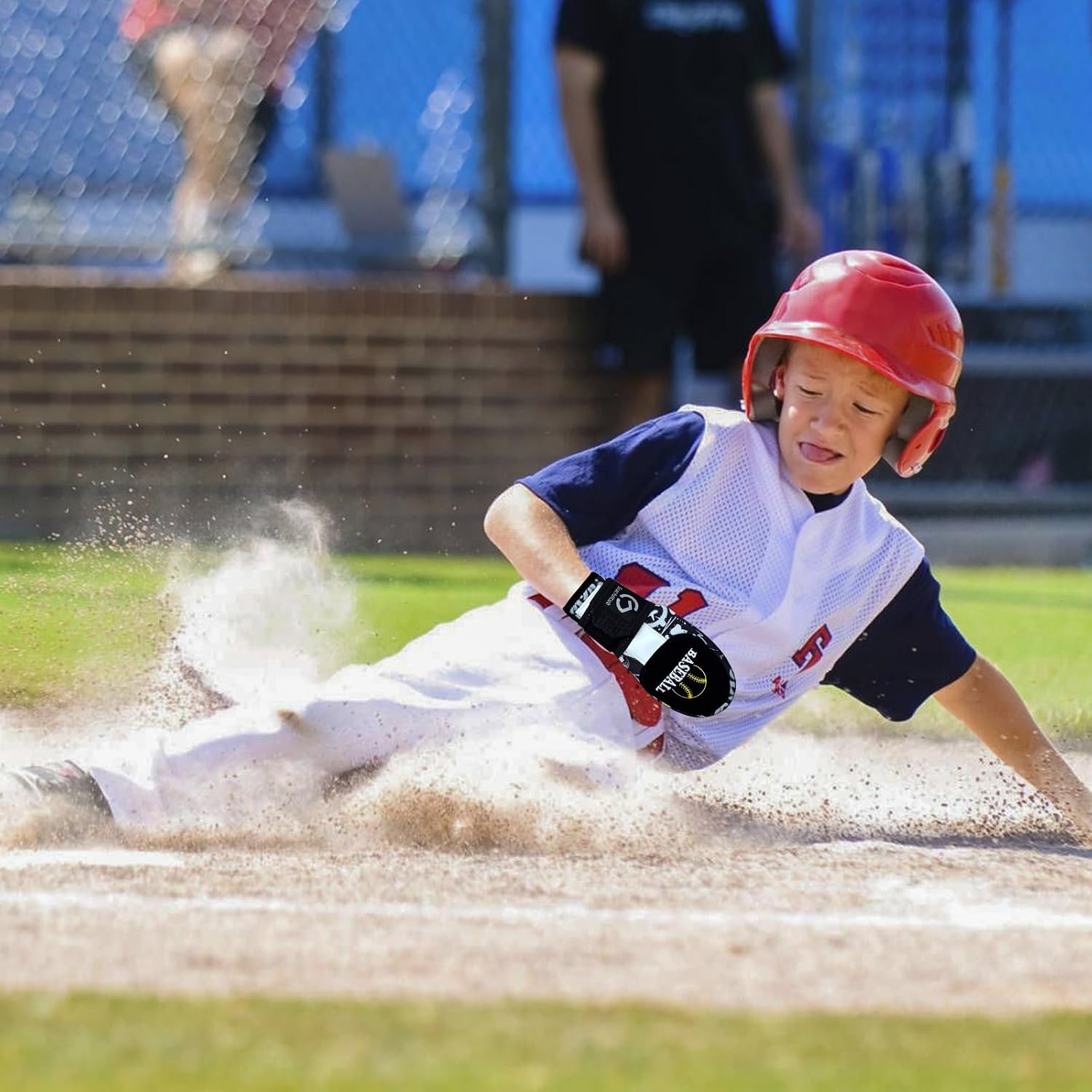 Gracfulcub Baseball Sliding Mitt, Sliding Glove Baseball Softball Guard, Ergonomic Design Protect Fingers (Flag Gesture)