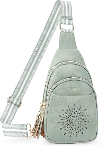 APHISON Small Sling Bag Cell Phone Purse Vegan Leather Fanny Crossbody Bag for Women Trendy Chest Backpack Adjustable Strap
