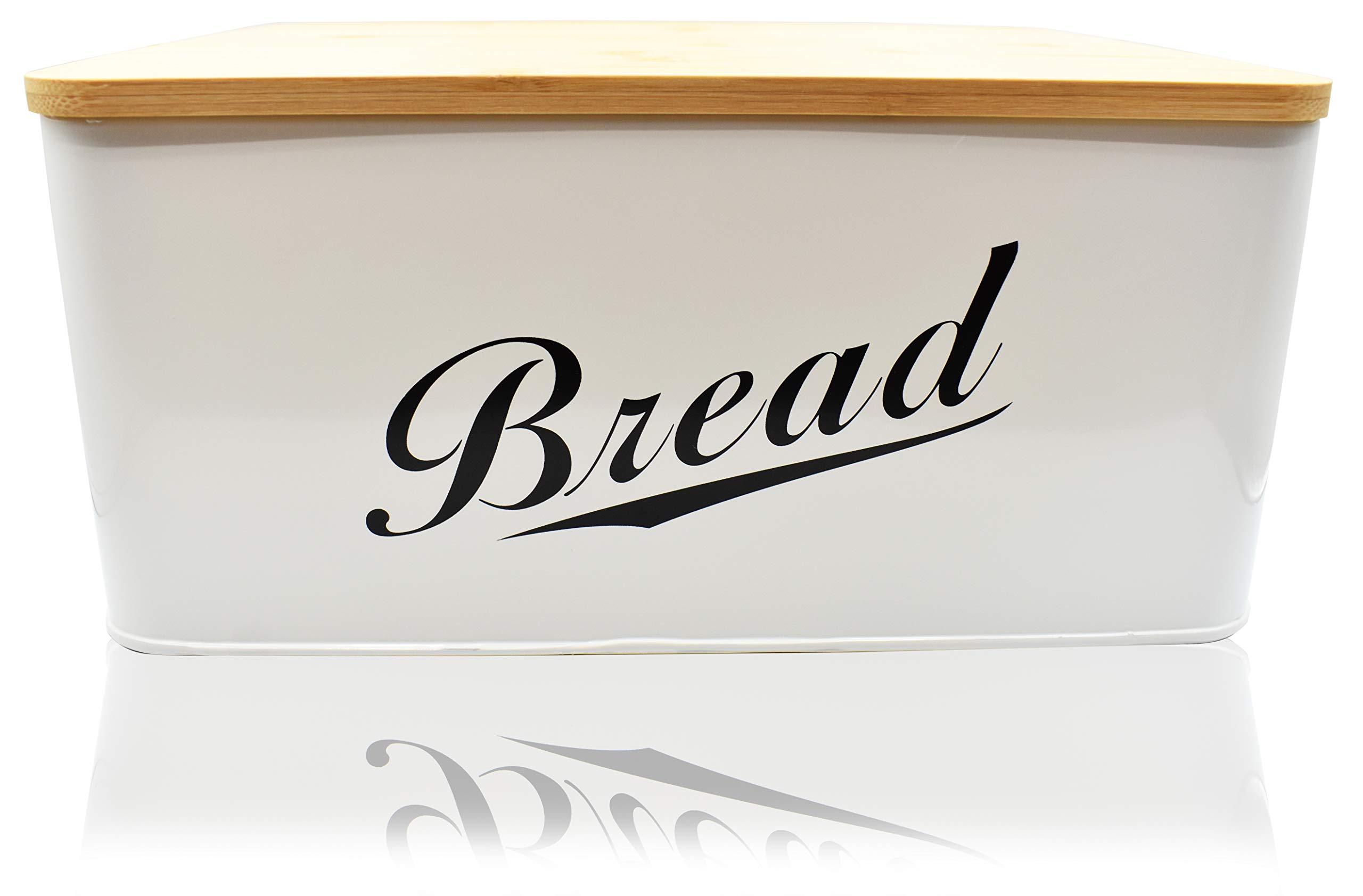 RoyalHouse Modern Metal Bread Box with Bamboo Lid, Bread Storage, Bread