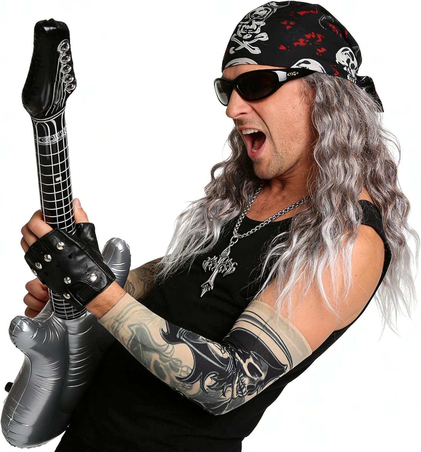 7 Pcs Rockstar Costume 70s 80s 90s Rocker Costumes for Men and Women Punk Costume Halloween Cosplay Accessories image 3