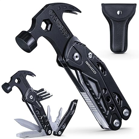 Multitool Hammer 15 in 1 Mini Hammer multitool with Pliers Claw Hammer...