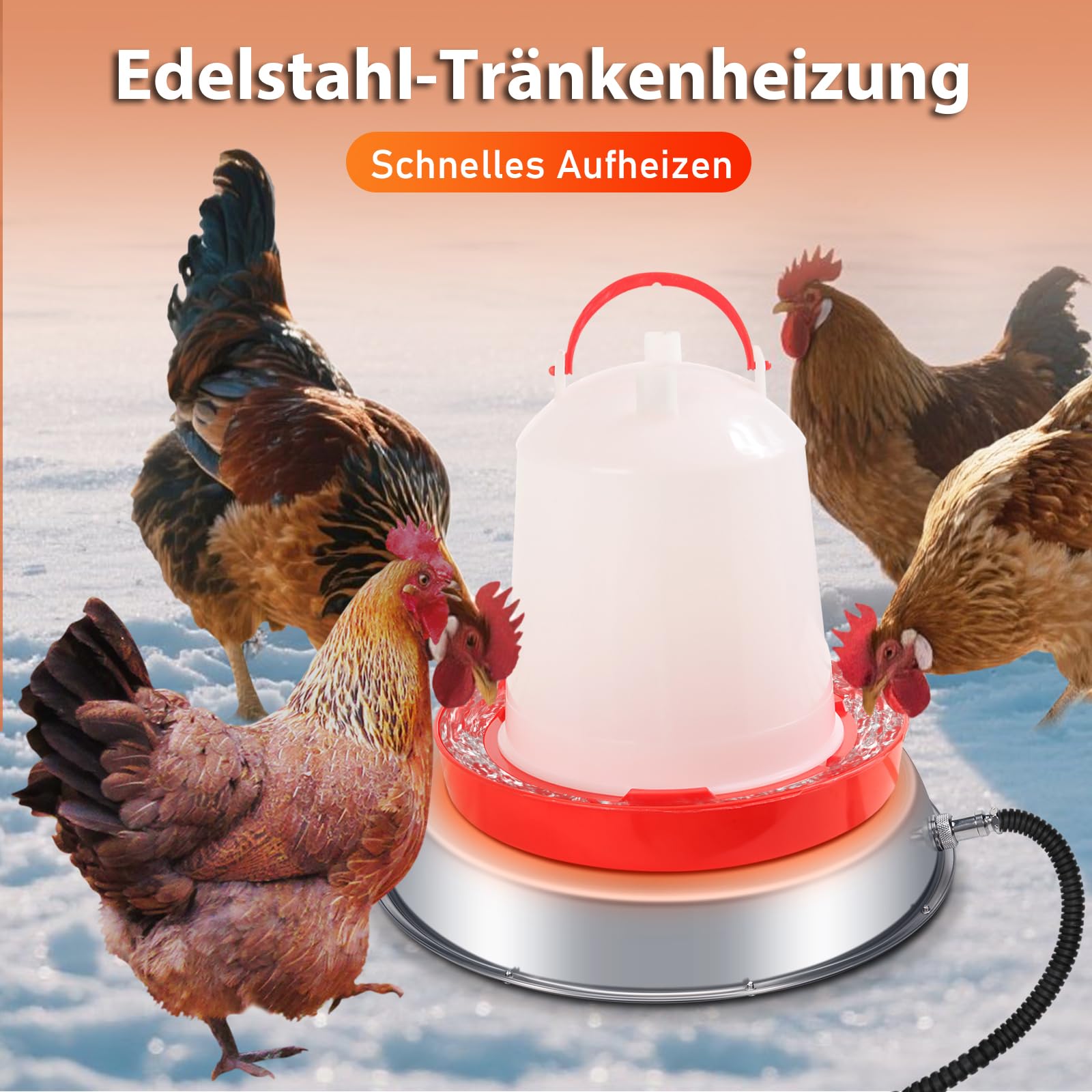 Heizplatte Für Geflügeltränke 55w, Wärmeplatte Aus Edelstahl Für Hühnertränke, Heizung Für Hühnertränke Kann Von 0-90°C Eingestellt Werden, Tränkenheizung, Tränke Wärmeplatte (30cm)