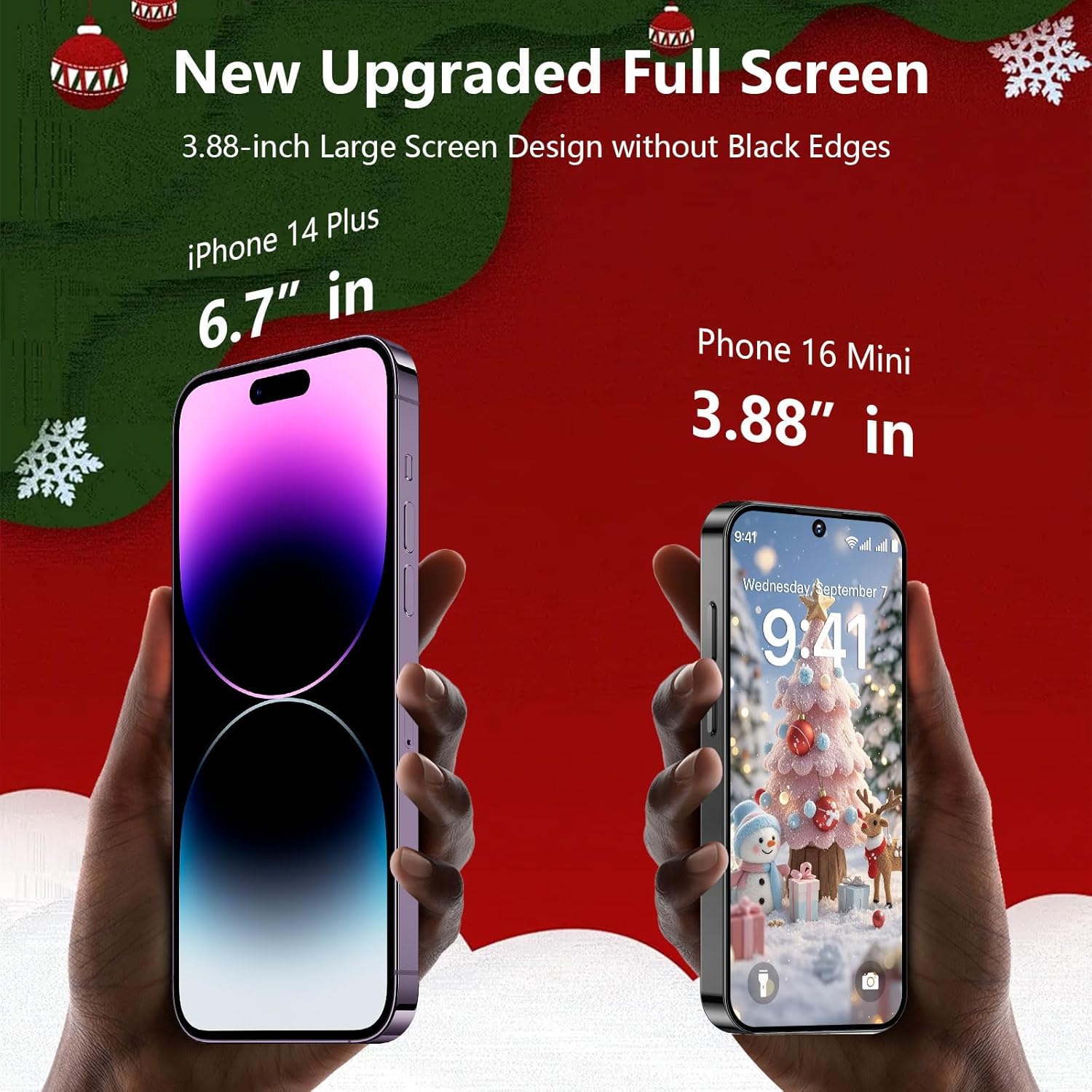 Mini Phone 64GB Unlocked 4G Mini Smartphone with 3.88'' HD Touch Screen 2000mAh Battery Compact Backup World's Smallest Mobile Phone for Kids & Students Dual SIM Face ID Blue