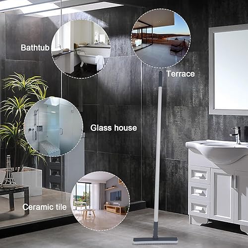 Miniatura 5 de Escoba de cerdas rígidas, cepillo de escoba para azulejos de bañera, escoba de empuje para limpieza de ducha, patio, cocina, garaje, cepillo de