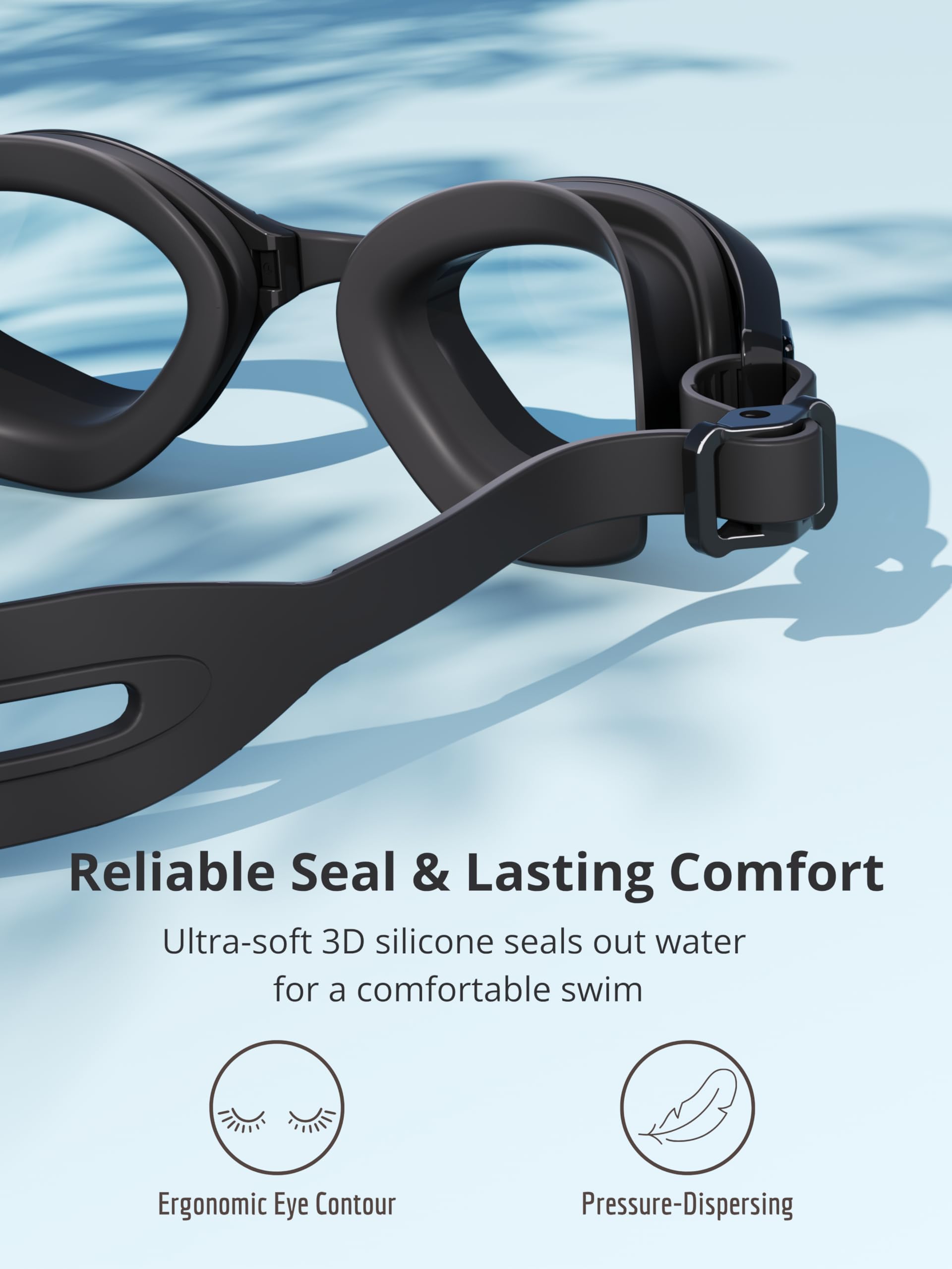 Schwimmbrille für Erwachsene, Anti-Beschlag-Schwimmbrille für Männer, Frauen, Jugendliche, auslaufsichere HD-Gläser mit UV-Schutz