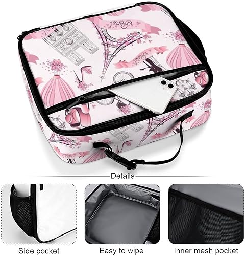 Miniatura 5 de Lonchera reutilizable de la Torre Eiffel de París, bolsa de almuerzo aislada, bolsa enfriadora, lonchera para comida y comida, bolsa de mano para