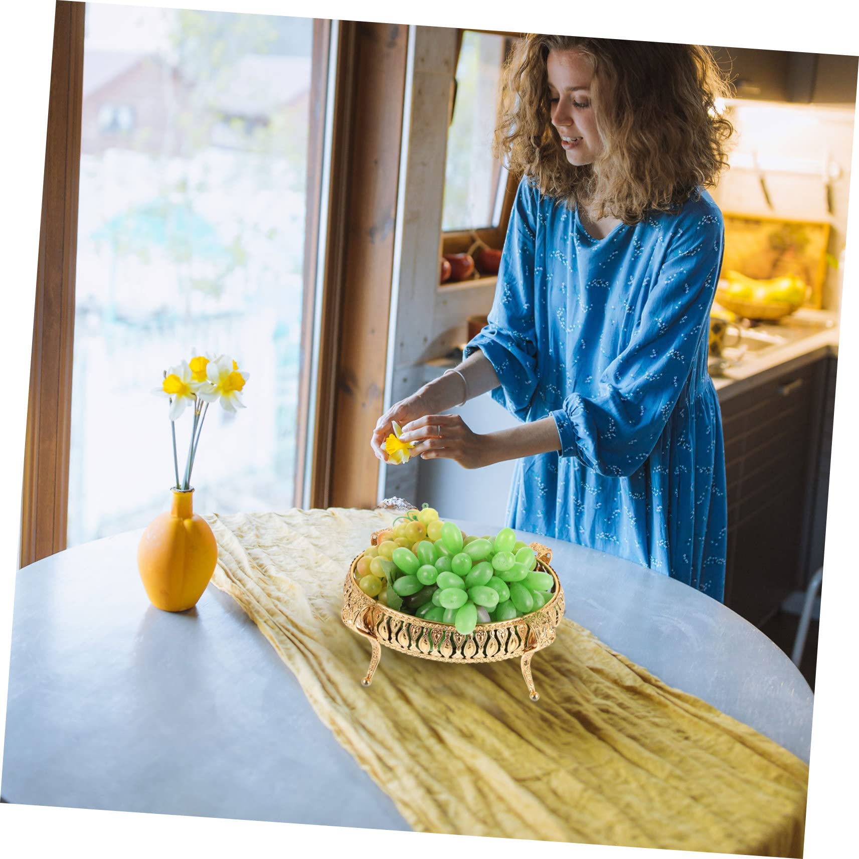 PLATEAU DE SERVICE En Bois Avec PoignéE En Bois De Cerf, Assiette Ronde En 6233 EUR 19,13