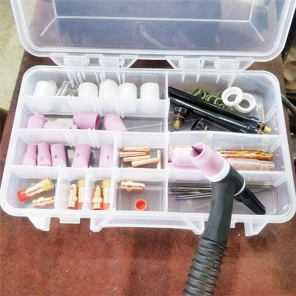 Best Cyber Monday 🔥 Velidy 49PCS TIG Welding Torch Stubby Gas Lens #10 Pyrex Glass Cup Kit For WP-17/18/26 (49PCS)