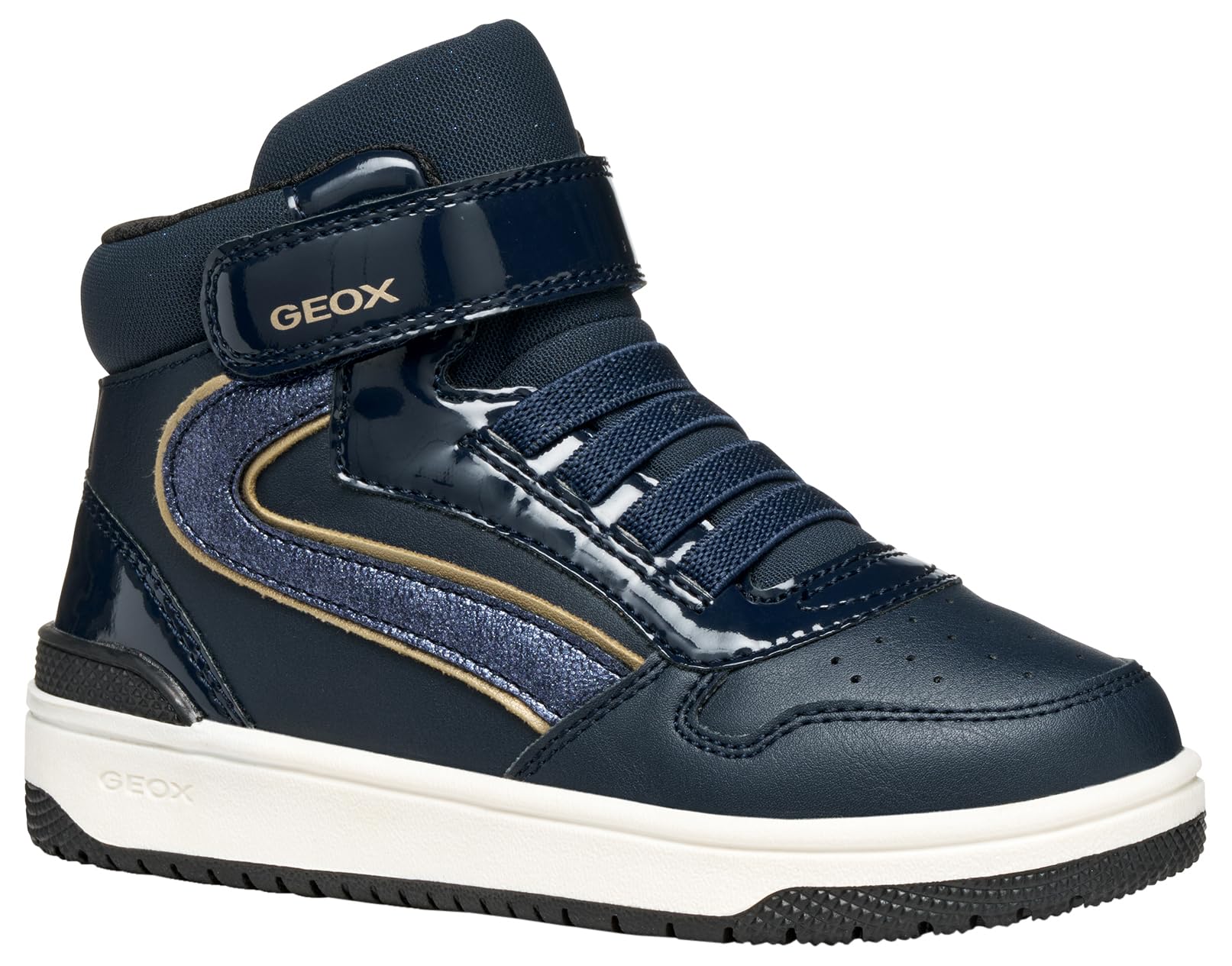 Geox J WASHIBA Girl Sneaker, Navy/Platinum, 11 UK Child