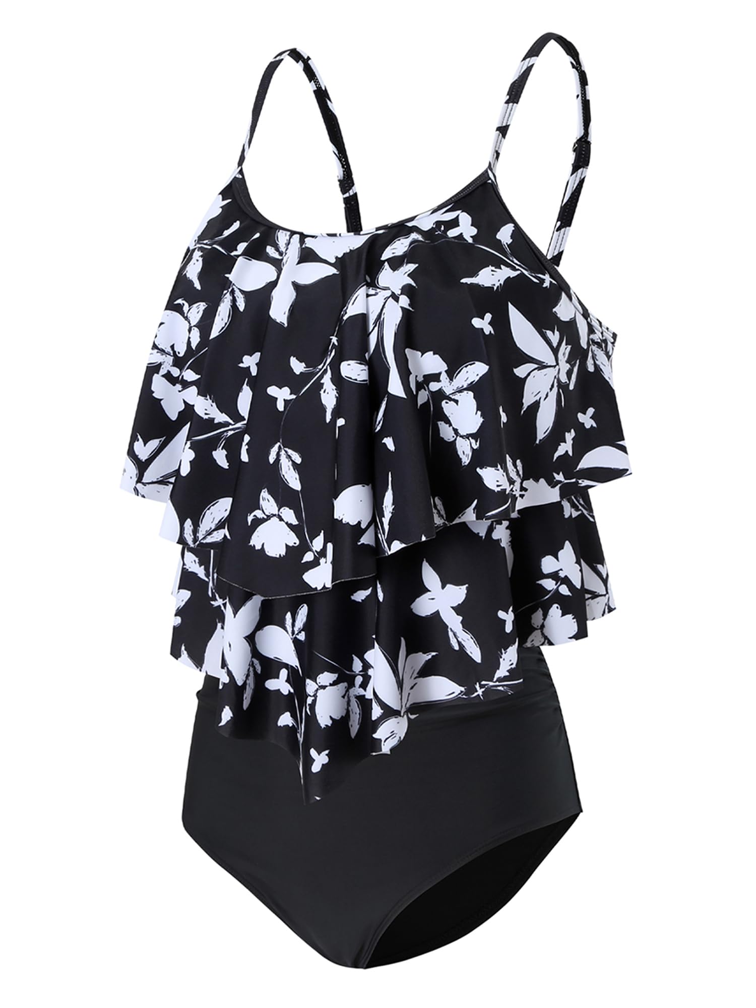Femmes Deux Pièces Taille Haute Maillots De Bain Tankini Ensembles À Volants Ruché Costume De Natation