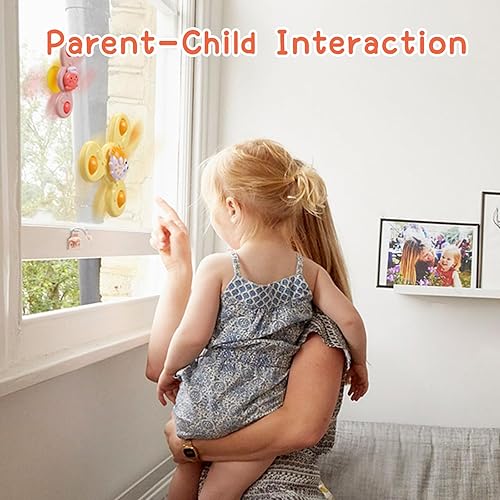 Miniatura 6 de Juguetes giratorios con ventosa para bebé, 3 piezas de juguete sensorial de baño para niños pequeños, juguetes giratorios para niños y niñas, avión,