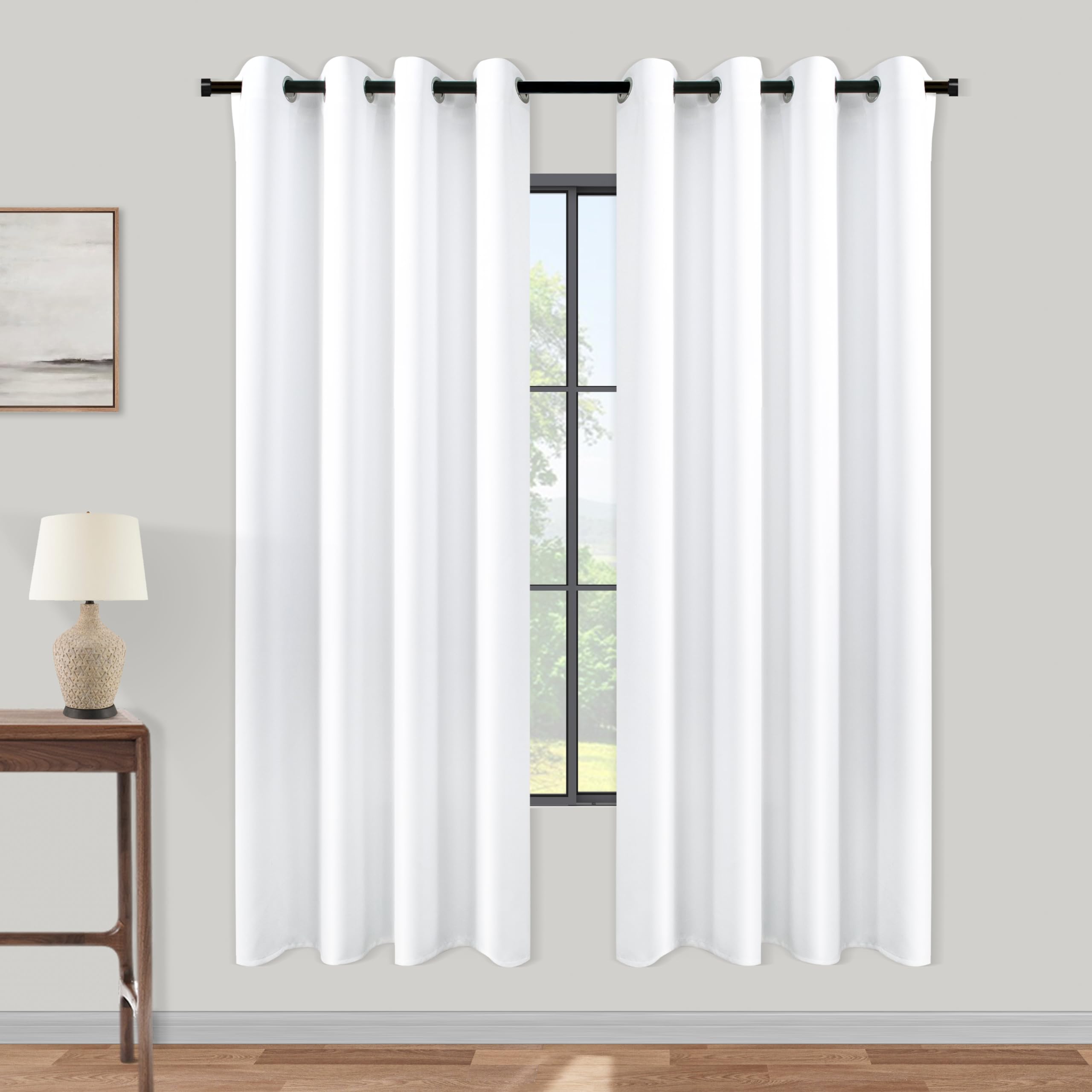 KOUFALL 52x60 Inch Length White Blackout Curtains for Living Room — image 1