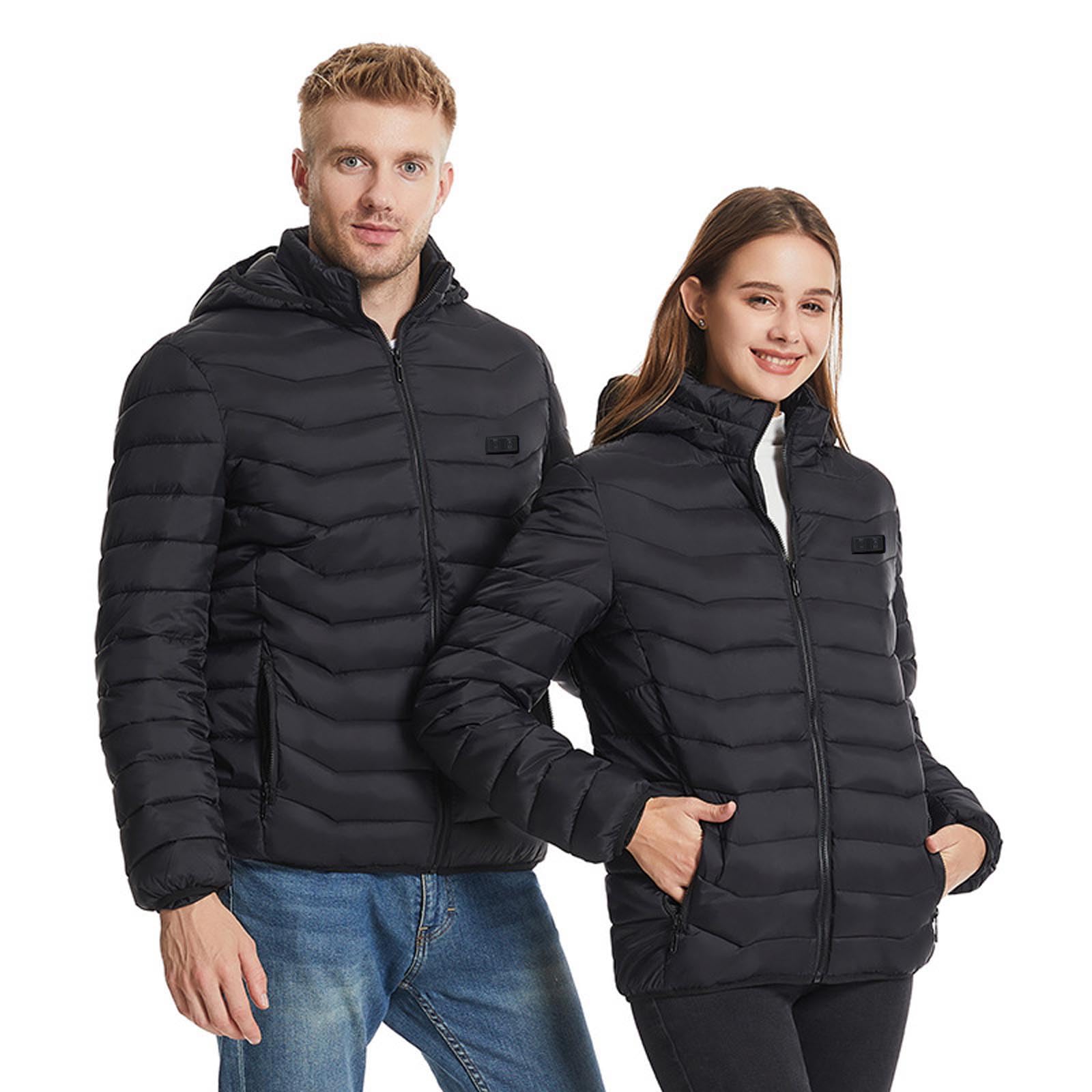Beheizbare Jacke Damen Herren Heizjacke mit 8/11/17/25/26 Heizzone Beheizte Jacken Leichte Steppjacke Mit Kapuze Unisex Winterjacke USB Intelligent Wasserdicht Daunenjacke Thermo Übergangsjacke